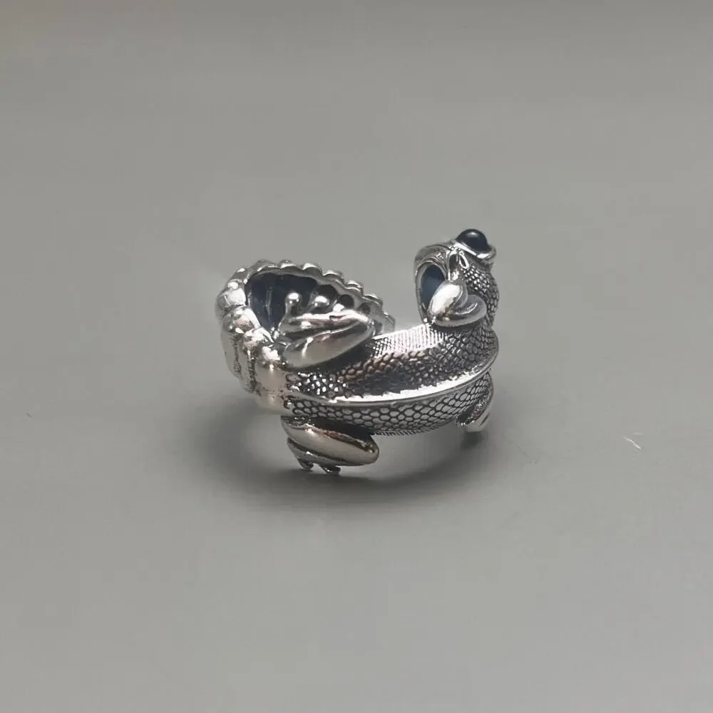 y2k vintage silver gecko ring